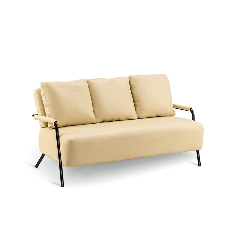 Metal Stationary Loveseat Cushions Back Standard Sofa with Pillows Yellow PU（Polyurethane） Clearhalo 'furn' 'furn_sofas' 'Furniture' 'Living Room Furniture' 'Sofa' 'sofas' 7174220