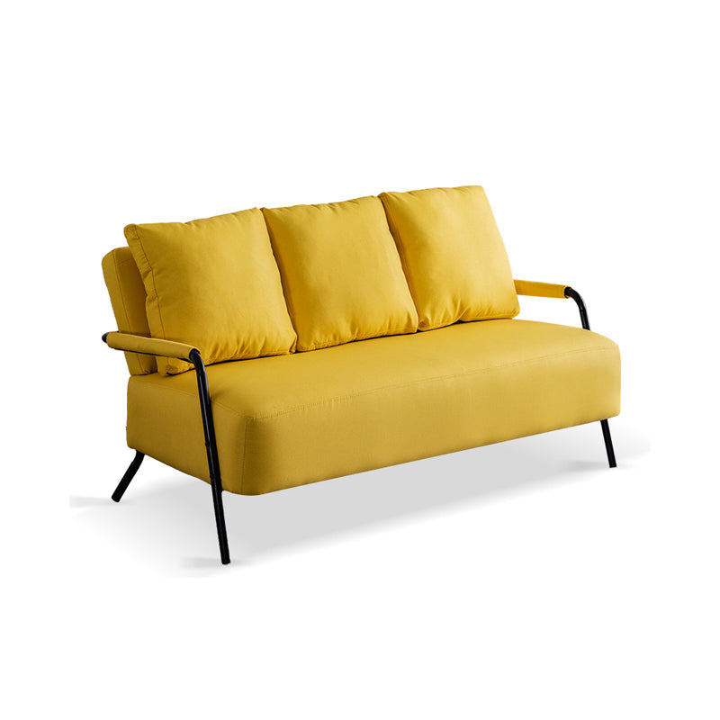 Metal Stationary Loveseat Cushions Back Standard Sofa with Pillows Yellow Cotton and Linen Clearhalo 'furn' 'furn_sofas' 'Furniture' 'Living Room Furniture' 'Sofa' 'sofas' 7174222