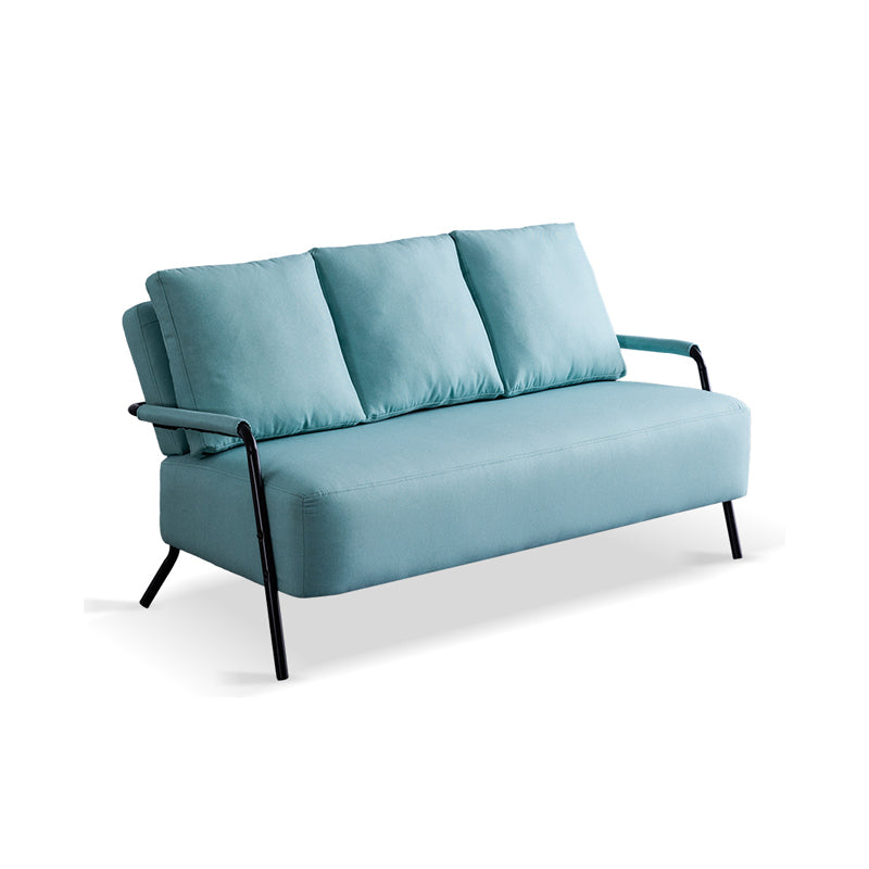 Metal Stationary Loveseat Cushions Back Standard Sofa with Pillows Mint Green Cotton and Linen Clearhalo 'furn' 'furn_sofas' 'Furniture' 'Living Room Furniture' 'Sofa' 'sofas' 7174226