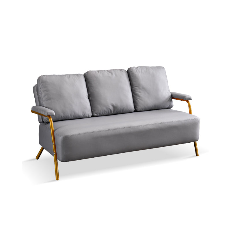 Metal Stationary Loveseat Cushions Back Standard Sofa with Pillows Light Gray Tech Cloth Clearhalo 'furn' 'furn_sofas' 'Furniture' 'Living Room Furniture' 'Sofa' 'sofas' 7174229