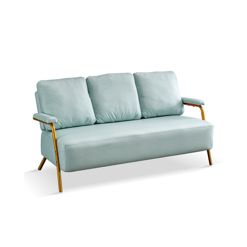 Metal Stationary Loveseat Cushions Back Standard Sofa with Pillows Mint Green Tech Cloth Clearhalo 'furn' 'furn_sofas' 'Furniture' 'Living Room Furniture' 'Sofa' 'sofas' 7174230