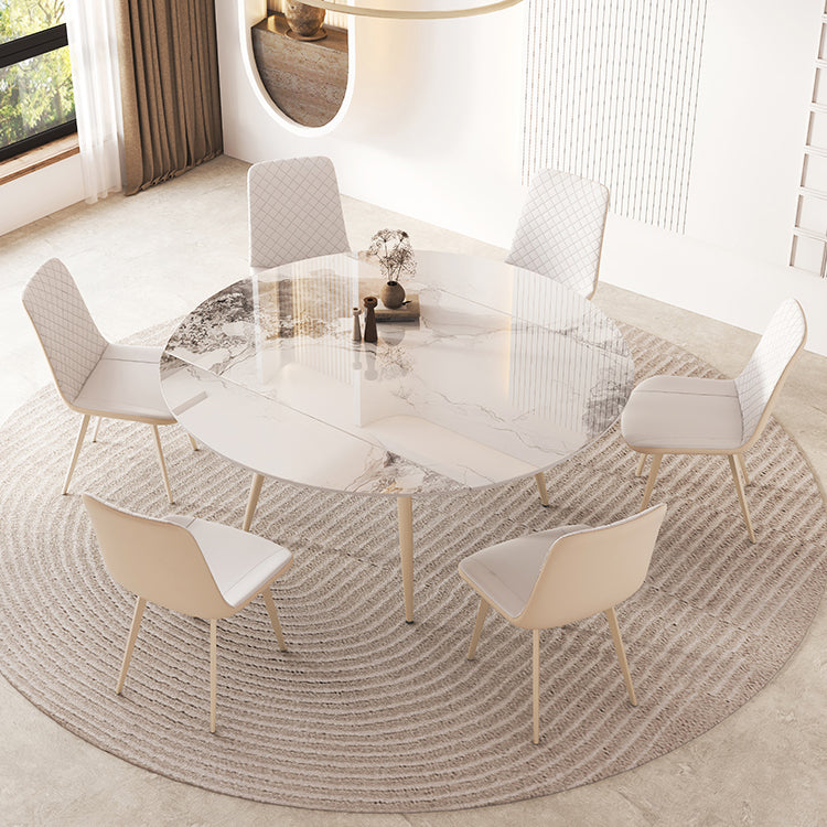 Round Modern Dining Table for Kitchen White Dinette Table with Metal Legs Clearhalo 'Dining Tables & Seating' 'Dining Tables' 'dining_table' 'furn' 'furn_dining_table' 'Furniture' 'Kitchen & Dining Furniture' 7177772