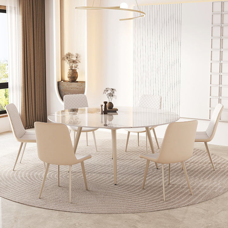 Round Modern Dining Table for Kitchen White Dinette Table with Metal Legs Clearhalo 'Dining Tables & Seating' 'Dining Tables' 'dining_table' 'furn' 'furn_dining_table' 'Furniture' 'Kitchen & Dining Furniture' 7177773