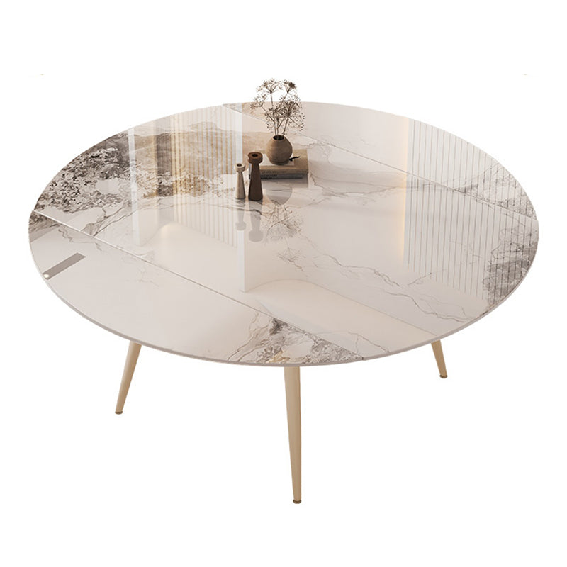 Round Modern Dining Table for Kitchen White Dinette Table with Metal Legs Without Chairs Clearhalo 'Dining Tables & Seating' 'Dining Tables' 'dining_table' 'furn' 'furn_dining_table' 'Furniture' 'Kitchen & Dining Furniture' 7177775