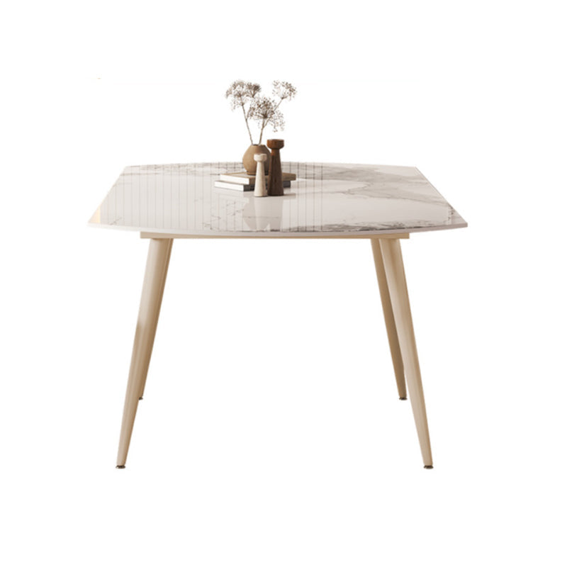 Round Modern Dining Table for Kitchen White Dinette Table with Metal Legs Clearhalo 'Dining Tables & Seating' 'Dining Tables' 'dining_table' 'furn' 'furn_dining_table' 'Furniture' 'Kitchen & Dining Furniture' 7177778