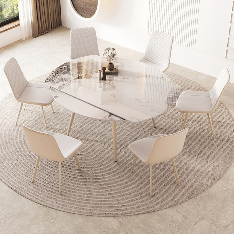 Round Modern Dining Table for Kitchen White Dinette Table with Metal Legs Clearhalo 'Dining Tables & Seating' 'Dining Tables' 'dining_table' 'furn' 'furn_dining_table' 'Furniture' 'Kitchen & Dining Furniture' 7177779