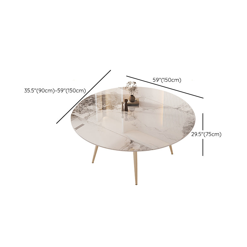 Round Modern Dining Table for Kitchen White Dinette Table with Metal Legs Clearhalo 'Dining Tables & Seating' 'Dining Tables' 'dining_table' 'furn' 'furn_dining_table' 'Furniture' 'Kitchen & Dining Furniture' 7177782