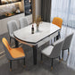 Drop-Leaf Dining Table Round White Dinner Table with Wooden Base Clearhalo 'Dining Tables & Seating' 'Dining Tables' 'dining_table' 'furn' 'furn_dining_table' 'Furniture' 'Kitchen & Dining Furniture' 7177796
