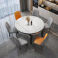 Drop-Leaf Dining Table Round White Dinner Table with Wooden Base Clearhalo 'Dining Tables & Seating' 'Dining Tables' 'dining_table' 'furn' 'furn_dining_table' 'Furniture' 'Kitchen & Dining Furniture' 7177797
