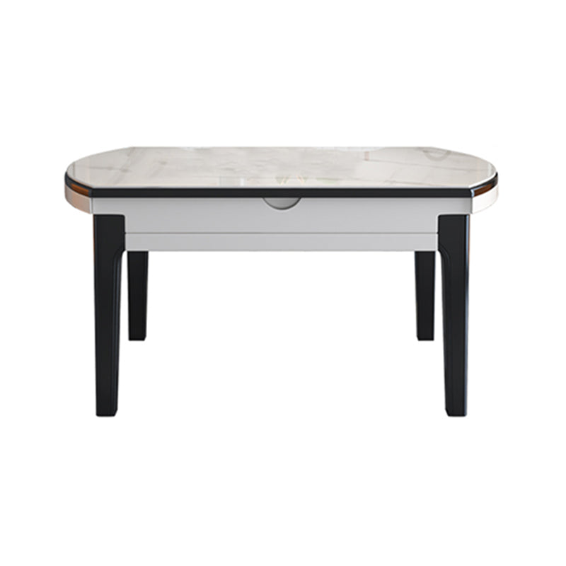 Drop-Leaf Dining Table Round White Dinner Table with Wooden Base White Without Chairs Clearhalo 'Dining Tables & Seating' 'Dining Tables' 'dining_table' 'furn' 'furn_dining_table' 'Furniture' 'Kitchen & Dining Furniture' 7177800