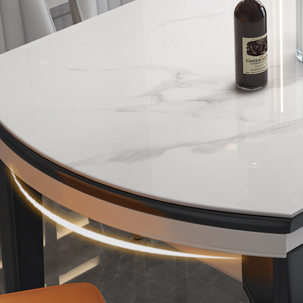 Drop-Leaf Dining Table Round White Dinner Table with Wooden Base Clearhalo 'Dining Tables & Seating' 'Dining Tables' 'dining_table' 'furn' 'furn_dining_table' 'Furniture' 'Kitchen & Dining Furniture' 7177801