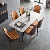 Rectangle Modern Dining Table White Stone Top Indoor Dinette Table