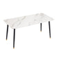 Rectangle Modern Dining Table White Stone Top Indoor Dinette Table