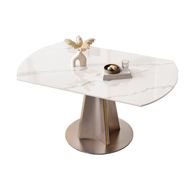 Sintered Stone Dining Table Drop-Leaf Round Dinner Table for Dining Room Without Chairs Clearhalo 'Dining Tables & Seating' 'Dining Tables' 'dining_table' 'furn' 'furn_dining_table' 'Furniture' 'Kitchen & Dining Furniture' 7177833