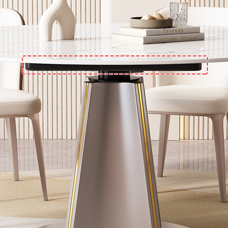 Sintered Stone Dining Table Drop-Leaf Round Dinner Table for Dining Room Clearhalo 'Dining Tables & Seating' 'Dining Tables' 'dining_table' 'furn' 'furn_dining_table' 'Furniture' 'Kitchen & Dining Furniture' 7177834
