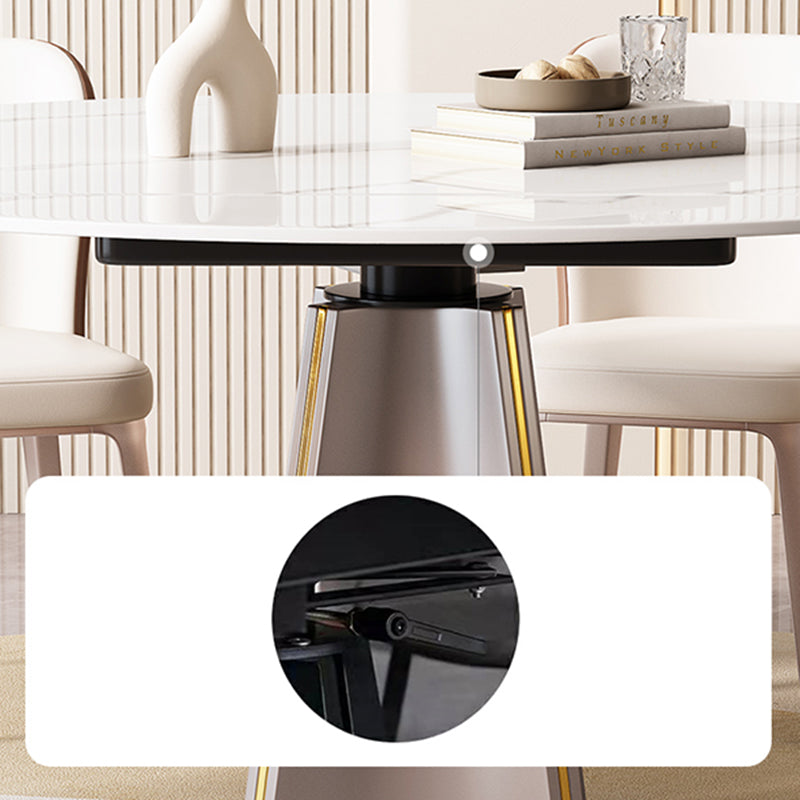 Sintered Stone Dining Table Drop-Leaf Round Dinner Table for Dining Room Clearhalo 'Dining Tables & Seating' 'Dining Tables' 'dining_table' 'furn' 'furn_dining_table' 'Furniture' 'Kitchen & Dining Furniture' 7177835