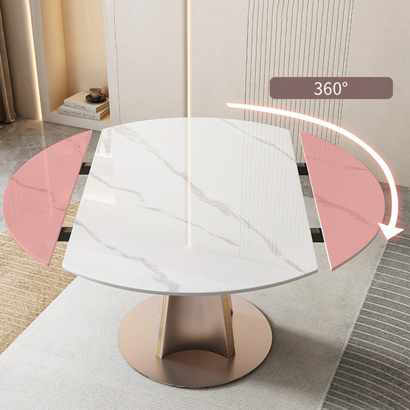 Sintered Stone Dining Table Drop-Leaf Round Dinner Table for Dining Room Clearhalo 'Dining Tables & Seating' 'Dining Tables' 'dining_table' 'furn' 'furn_dining_table' 'Furniture' 'Kitchen & Dining Furniture' 7177837