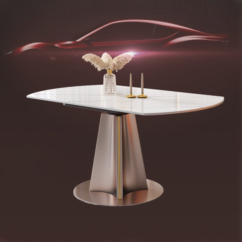Sintered Stone Dining Table Drop-Leaf Round Dinner Table for Dining Room Clearhalo 'Dining Tables & Seating' 'Dining Tables' 'dining_table' 'furn' 'furn_dining_table' 'Furniture' 'Kitchen & Dining Furniture' 7177838