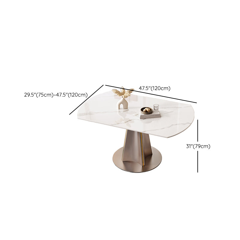 Sintered Stone Dining Table Drop-Leaf Round Dinner Table for Dining Room Clearhalo 'Dining Tables & Seating' 'Dining Tables' 'dining_table' 'furn' 'furn_dining_table' 'Furniture' 'Kitchen & Dining Furniture' 7177839
