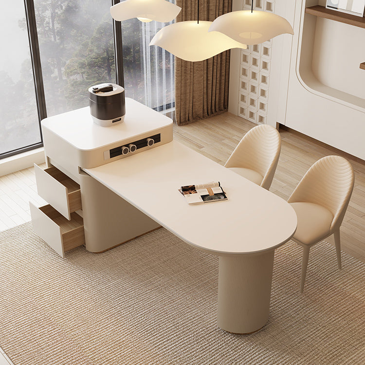 Modern Free Form Dining Table Stone Top Dinette Table with Storage Clearhalo 'Dining Tables & Seating' 'Dining Tables' 'dining_table' 'furn' 'furn_dining_table' 'Furniture' 'Kitchen & Dining Furniture' 7177844