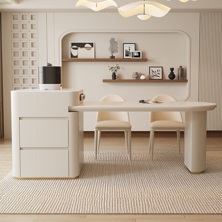 Modern Free Form Dining Table Stone Top Dinette Table with Storage Clearhalo 'Dining Tables & Seating' 'Dining Tables' 'dining_table' 'furn' 'furn_dining_table' 'Furniture' 'Kitchen & Dining Furniture' 7177845