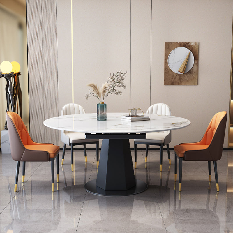 Sintered Stone Dining Table Drop-Leaf Dinner Table for Dining Room Clearhalo 'Dining Tables & Seating' 'Dining Tables' 'dining_table' 'furn' 'furn_dining_table' 'Furniture' 'Kitchen & Dining Furniture' 7177853