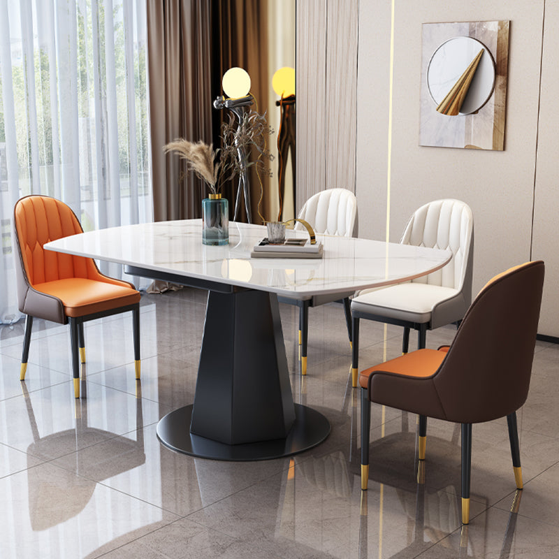 Sintered Stone Dining Table Drop-Leaf Dinner Table for Dining Room Clearhalo 'Dining Tables & Seating' 'Dining Tables' 'dining_table' 'furn' 'furn_dining_table' 'Furniture' 'Kitchen & Dining Furniture' 7177854
