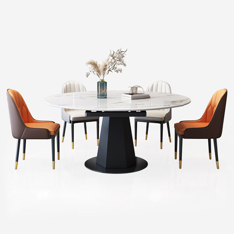 Sintered Stone Dining Table Drop-Leaf Dinner Table for Dining Room Clearhalo 'Dining Tables & Seating' 'Dining Tables' 'dining_table' 'furn' 'furn_dining_table' 'Furniture' 'Kitchen & Dining Furniture' 7177856