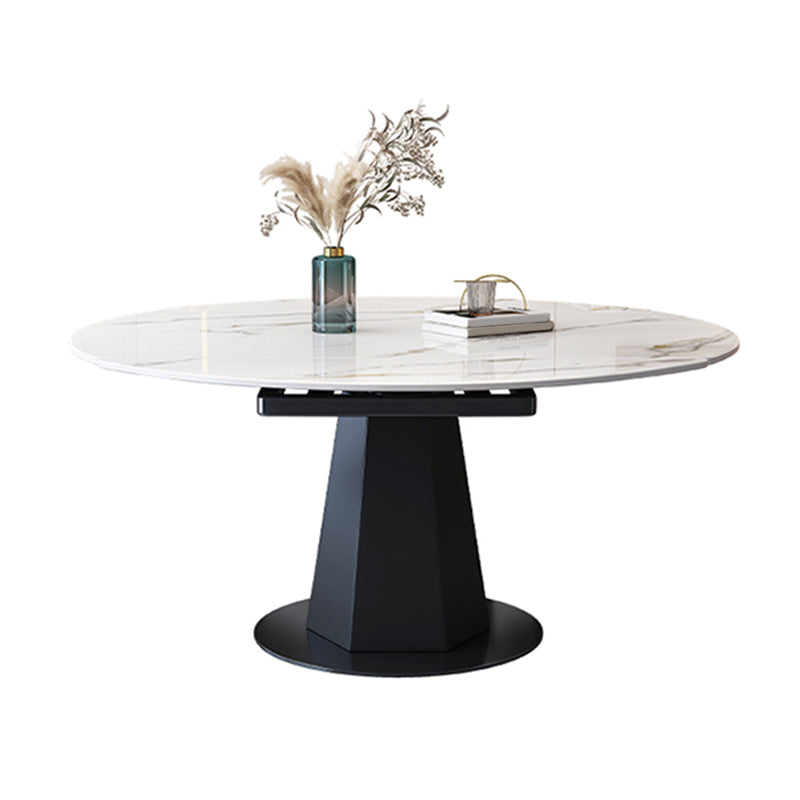 Sintered Stone Dining Table Drop-Leaf Dinner Table for Dining Room White Without Chairs Clearhalo 'Dining Tables & Seating' 'Dining Tables' 'dining_table' 'furn' 'furn_dining_table' 'Furniture' 'Kitchen & Dining Furniture' 7177857