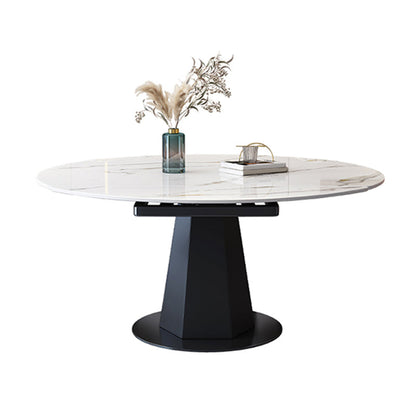 Sintered Stone Dining Table Drop-Leaf Dinner Table for Dining Room White Without Chairs Clearhalo 'Dining Tables & Seating' 'Dining Tables' 'dining_table' 'furn' 'furn_dining_table' 'Furniture' 'Kitchen & Dining Furniture' 7177857