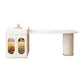 Esstisch mit weißer Steinplatte und Stauraum, moderner Freiform-Esstisch