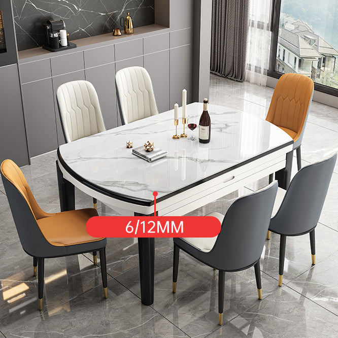 Modern Drop-Leaf Dining Table Sintered Stone Dinner Table for Dining Room