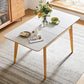 Stone Top Dinette Table with Wooden Frame Modern White Home Dining Table 59.1"L x 31.5"W x 29.9"H Without Chairs Clearhalo 'Dining Tables & Seating' 'Dining Tables' 'dining_table' 'furn' 'furn_dining_table' 'Furniture' 'Kitchen & Dining Furniture' 7177925