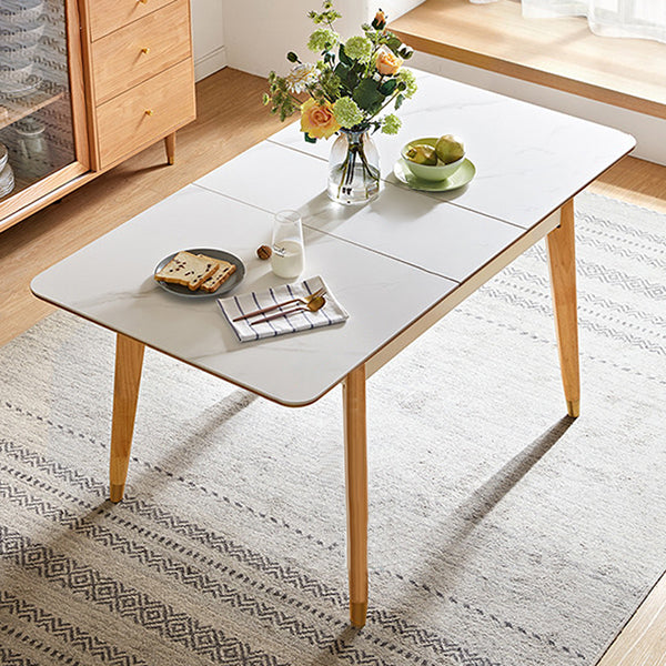 Stone Top Dinette Table with Wooden Frame Modern White Home Dining Table 59.1"L x 31.5"W x 29.9"H Without Chairs Clearhalo 'Dining Tables & Seating' 'Dining Tables' 'dining_table' 'furn' 'furn_dining_table' 'Furniture' 'Kitchen & Dining Furniture' 7177925