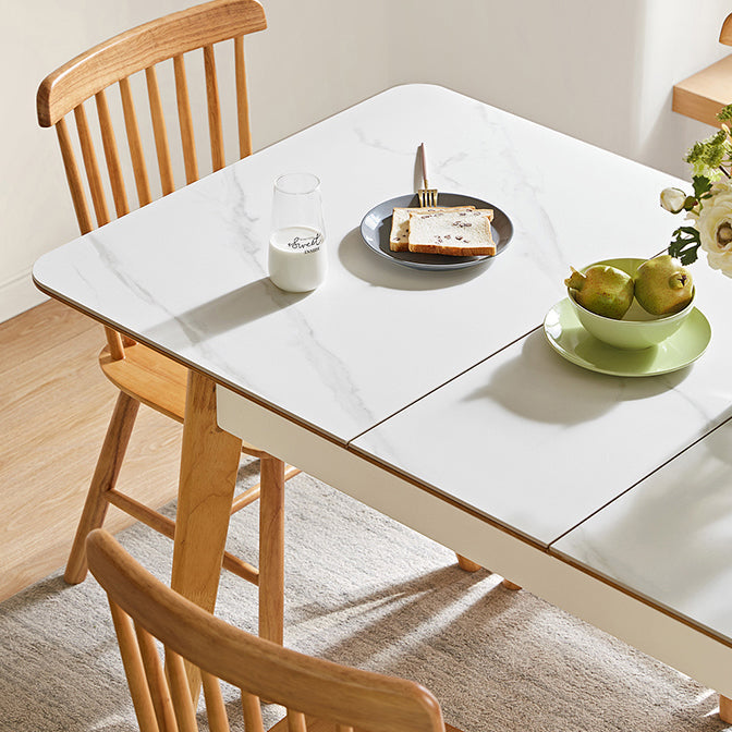 Stone Top Dinette Table with Wooden Frame Modern White Home Dining Table Clearhalo 'Dining Tables & Seating' 'Dining Tables' 'dining_table' 'furn' 'furn_dining_table' 'Furniture' 'Kitchen & Dining Furniture' 7177931