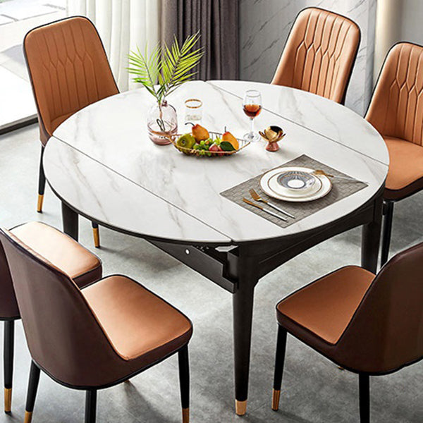 Sintered Stone Dining Table Round Drop-Leaf Dinner Table for Dining Room Clearhalo 'Dining Tables & Seating' 'Dining Tables' 'dining_table' 'furn' 'furn_dining_table' 'Furniture' 'Kitchen & Dining Furniture' 7177936