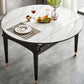 Sintered Stone Dining Table Round Drop-Leaf Dinner Table for Dining Room 53.1"L x 53.1"W x 29.9"H Without Chairs Clearhalo 'Dining Tables & Seating' 'Dining Tables' 'dining_table' 'furn' 'furn_dining_table' 'Furniture' 'Kitchen & Dining Furniture' 7177938