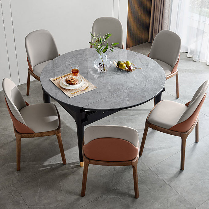 Sintered Stone Dining Table Round Drop-Leaf Dinner Table for Dining Room Clearhalo 'Dining Tables & Seating' 'Dining Tables' 'dining_table' 'furn' 'furn_dining_table' 'Furniture' 'Kitchen & Dining Furniture' 7177939