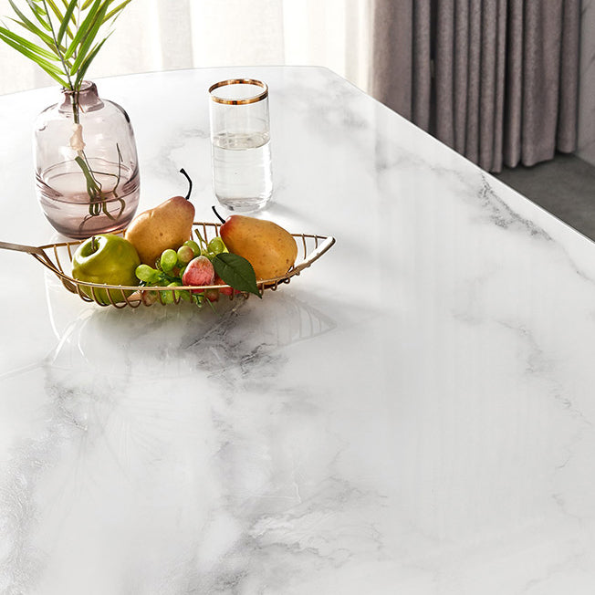 Sintered Stone Dining Table Round Drop-Leaf Dinner Table for Dining Room Clearhalo 'Dining Tables & Seating' 'Dining Tables' 'dining_table' 'furn' 'furn_dining_table' 'Furniture' 'Kitchen & Dining Furniture' 7177944