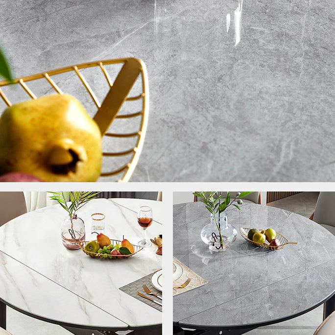 Sintered Stone Dining Table Round Drop-Leaf Dinner Table for Dining Room Clearhalo 'Dining Tables & Seating' 'Dining Tables' 'dining_table' 'furn' 'furn_dining_table' 'Furniture' 'Kitchen & Dining Furniture' 7177947