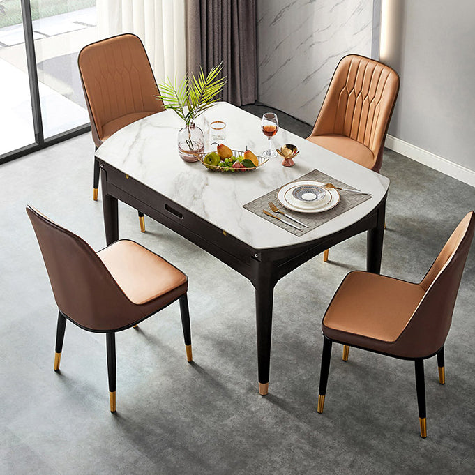 Sintered Stone Dining Table Round Drop-Leaf Dinner Table for Dining Room Clearhalo 'Dining Tables & Seating' 'Dining Tables' 'dining_table' 'furn' 'furn_dining_table' 'Furniture' 'Kitchen & Dining Furniture' 7177949