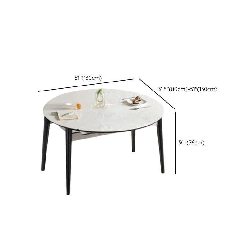 Sintered Stone Dining Table Round Drop-Leaf Dinner Table for Dining Room Clearhalo 'Dining Tables & Seating' 'Dining Tables' 'dining_table' 'furn' 'furn_dining_table' 'Furniture' 'Kitchen & Dining Furniture' 7177950
