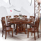 Brown Wood Dining Table for Home Rubberwood Dinette Table with Pedestal
