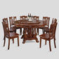 Brown Wood Dining Table for Home Rubberwood Dinette Table with Pedestal