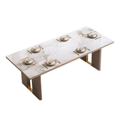 Sintered Stone Dining Table Modern Rectangle Dinner Table for Dining Room White Without Chairs Clearhalo 'Dining Tables & Seating' 'Dining Tables' 'dining_table' 'furn' 'furn_dining_table' 'Furniture' 'Kitchen & Dining Furniture' 7177987