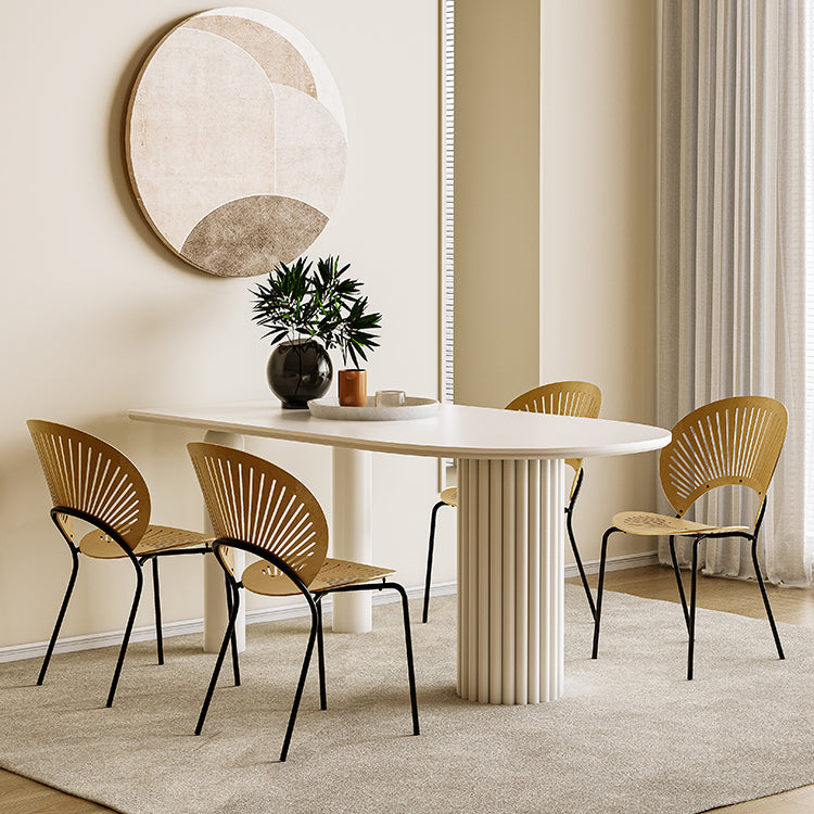 White Modern Dining Table Sintered Stone Dinner Table for Dining Room