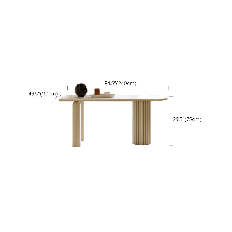 White Modern Dining Table Sintered Stone Dinner Table for Dining Room