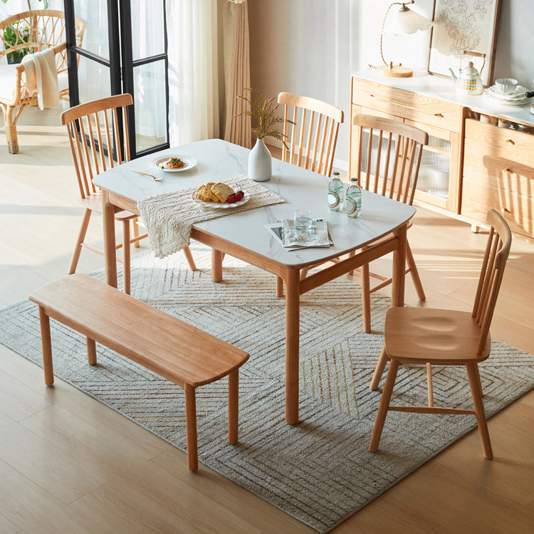 Solid Wood Frame Dining Table Rectangle Dinette Table for Home Clearhalo 'Dining Tables & Seating' 'Dining Tables' 'dining_table' 'furn' 'furn_dining_table' 'Furniture' 'Kitchen & Dining Furniture' 7178055