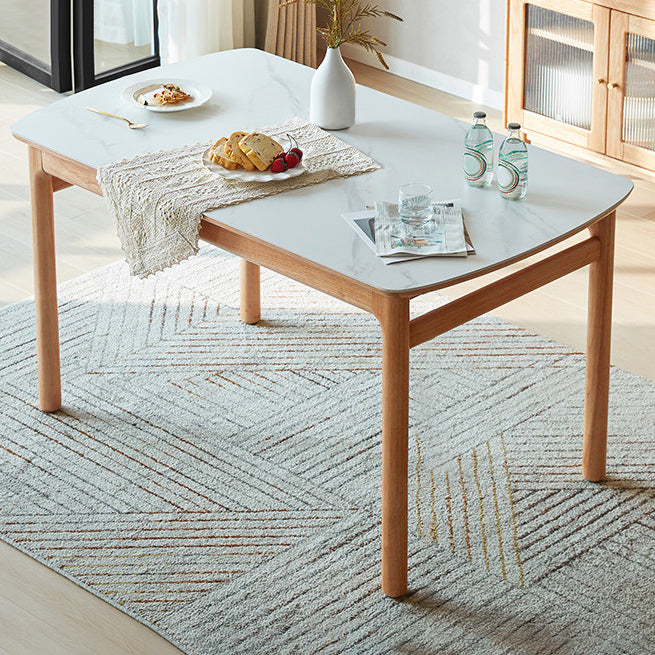 Solid Wood Frame Dining Table Rectangle Dinette Table for Home White Without Chairs Clearhalo 'Dining Tables & Seating' 'Dining Tables' 'dining_table' 'furn' 'furn_dining_table' 'Furniture' 'Kitchen & Dining Furniture' 7178056