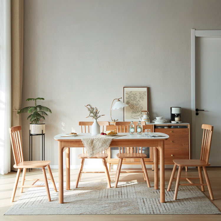Solid Wood Frame Dining Table Rectangle Dinette Table for Home Clearhalo 'Dining Tables & Seating' 'Dining Tables' 'dining_table' 'furn' 'furn_dining_table' 'Furniture' 'Kitchen & Dining Furniture' 7178058